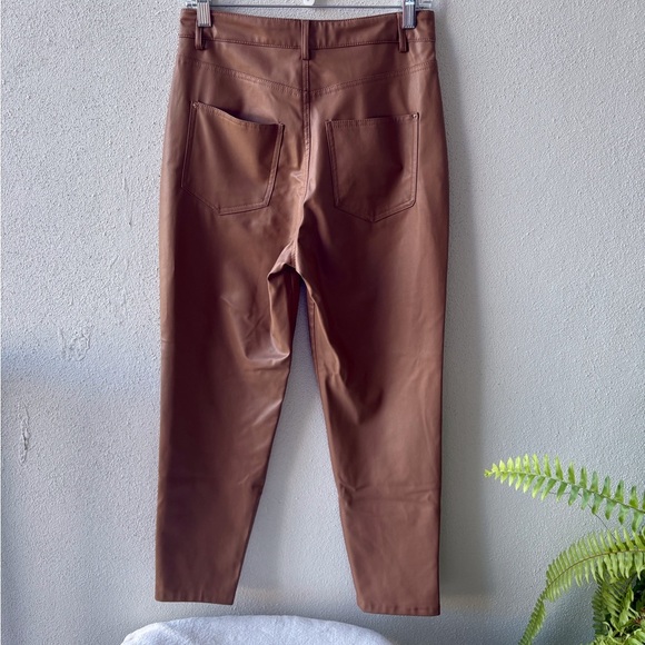 Zara Faux Leather Brown pants Size 6 Front zip and button. Front & back pockets - Picture 2 of 8